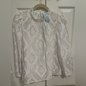 LOFT Ivory Floral Lace Top